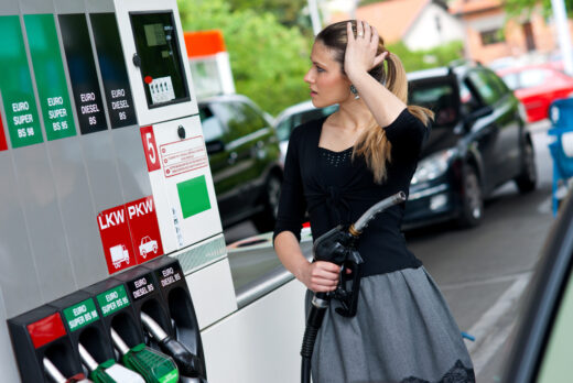 Upset,woman,in,gas,station