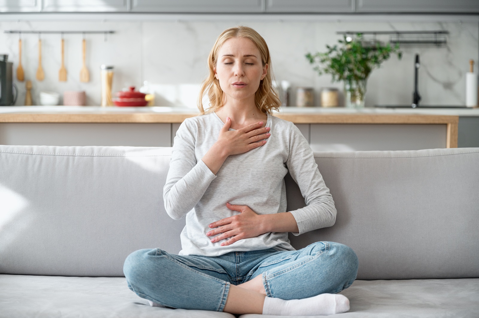 Concept,of,mental,health.,woman,sitting,on,couch,and,doing