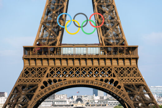 Paris,,france, ,june,20,2024:,the,olympic,rings,installed