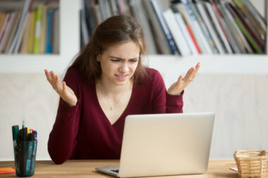 Frustrated,annoyed,woman,confused,by,computer,problem,,annoyed,businesswoman,feels